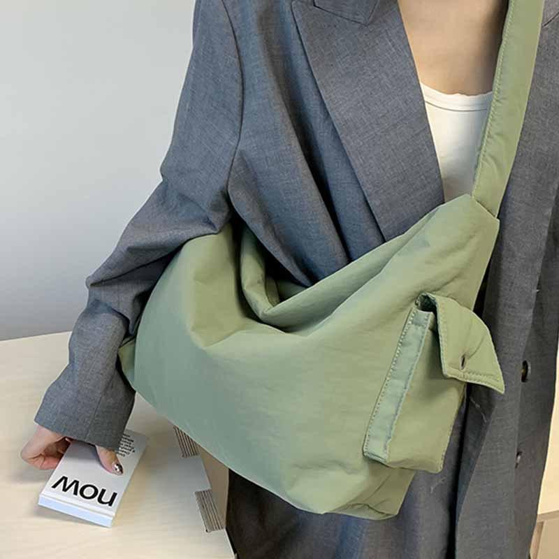 Korean Lazy Style Canvas Bag Women's New Casual Simple Versatile Large Capacity Shoulder Messenger Tote Bag
