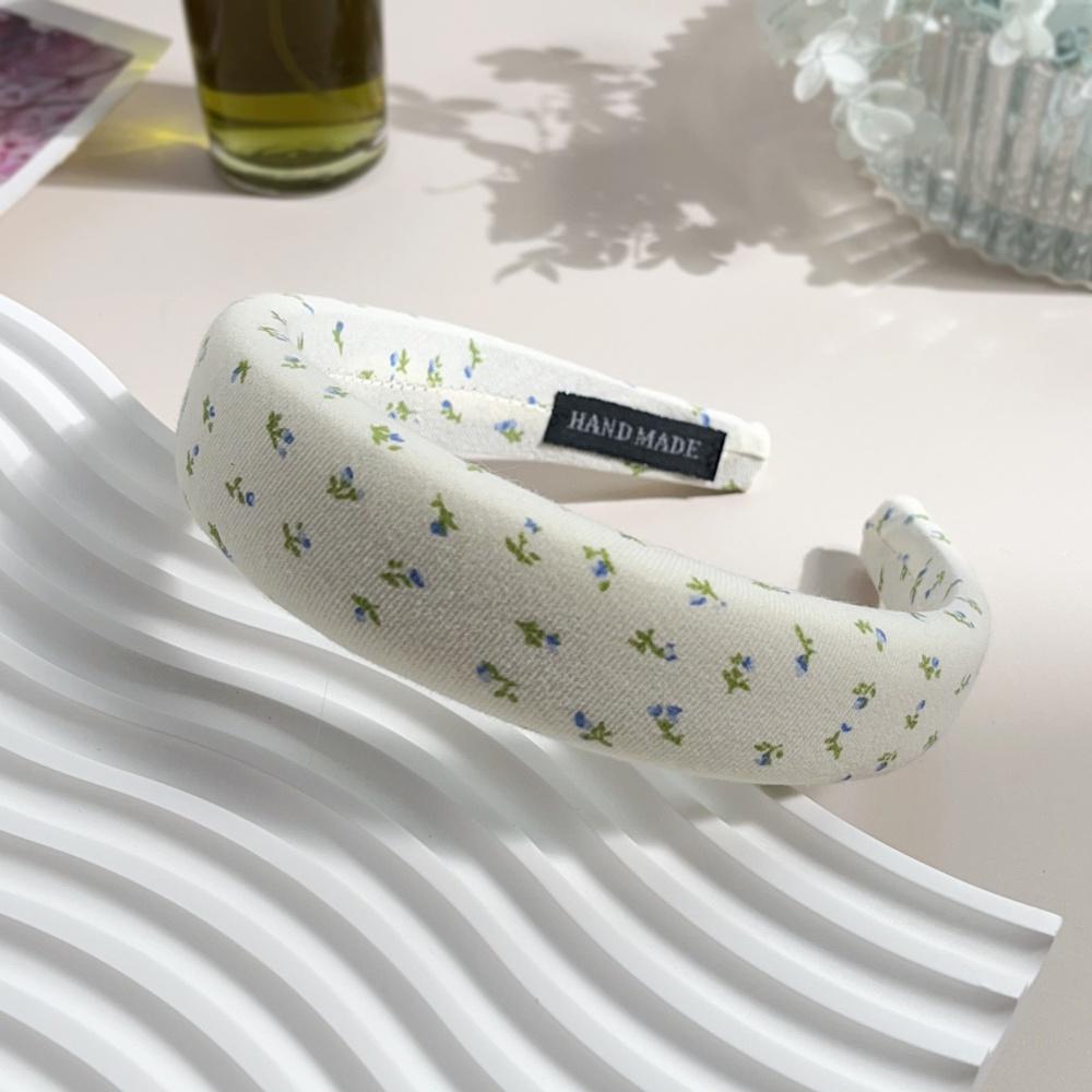 New Floral Bowknot Hairbands for Women Girls Korean Hair Accessories Sponge Soft Sweat Flower Bows Wide Hoop Headband Bandana