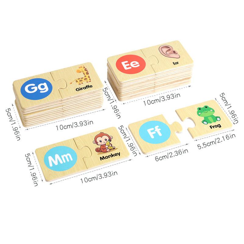 Wooden Animal Matching Puzzle For Kids With Alphabet Blocks Educational Toy For Preschoolers