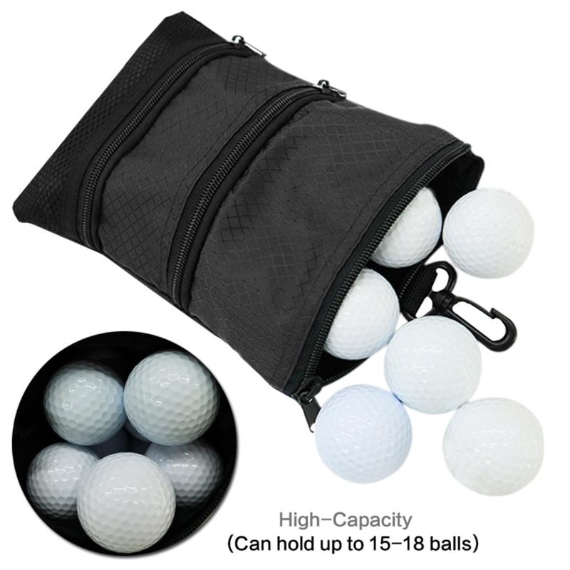 3-Layers Zipper Golf Bag Golf Tee Bag Pouch Bag Golf Balls Holder Bag Golf Balls Pouch Bag Golf Storage Handbag Pocket