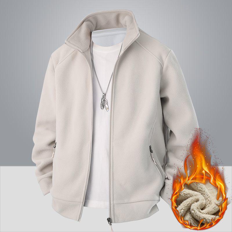 Men's Heavyweight Fleece Hoodie: Large Autumn/Winter Jacket for Middle-Aged & Elderly, Plus Velvet Lambswool Dad Wear