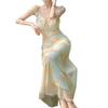 Summer Is Especially Beautiful, Long Summer, French V-neck Floral Dress, Waist and Thin Long Dress, Women's Skirt