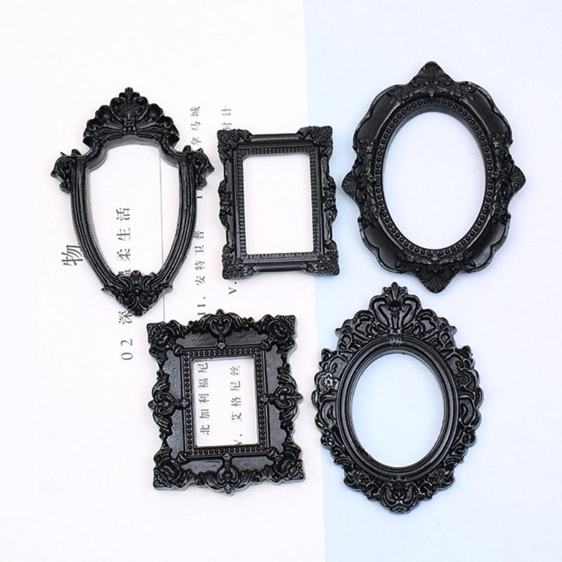 Assorted 15Pcs Resin Miniature Photo Frame with Intricate Floral Carvings Ideal for Artistic DIY Creation Home Decors