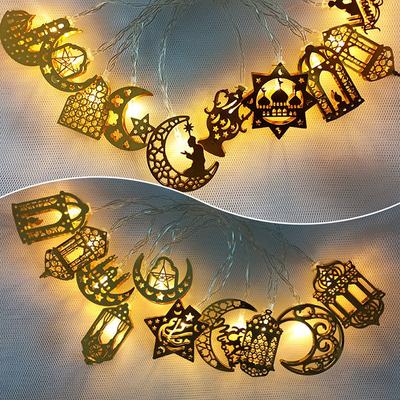 Eid Mubarak Mond Stern Eisenkunst LED Lichterketten Ramadan Kareem Dekoration für Zuhause 2024 Islamisches Muslimisches Festival Partyzubehör