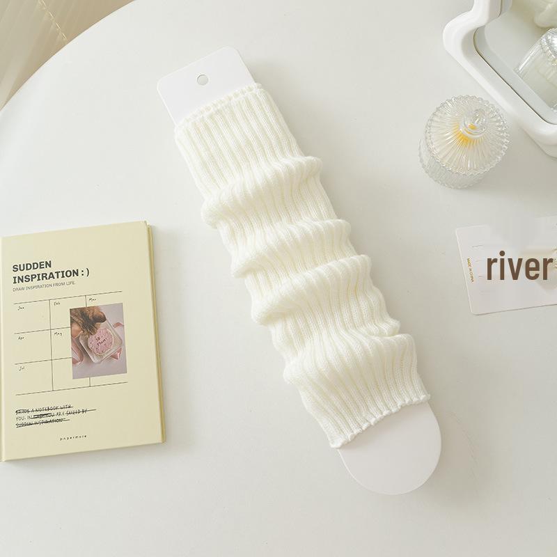 Japońskie dzianinowe getry w jednolitym kolorze dla kobiet - wyszczuplające, ciepłe, modne skarpetki jesienno-zimowe