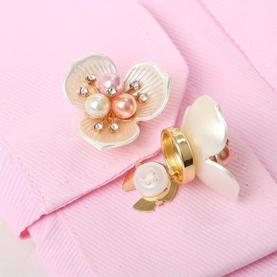 1pc Pearl Flower Button Cover Rhinestone Embellished Clips Detachable Cufflinks Button Cover For Women Dress Shirts Crafting DIY