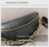 2021 Trendy Women's High-End Plaid PU Crossbody Chest Bag with Thick Chain Strap