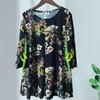 Women's Plus Size Printed blouse Summer Ice Silk blouse Loose Half-Sleeve T-Shirt