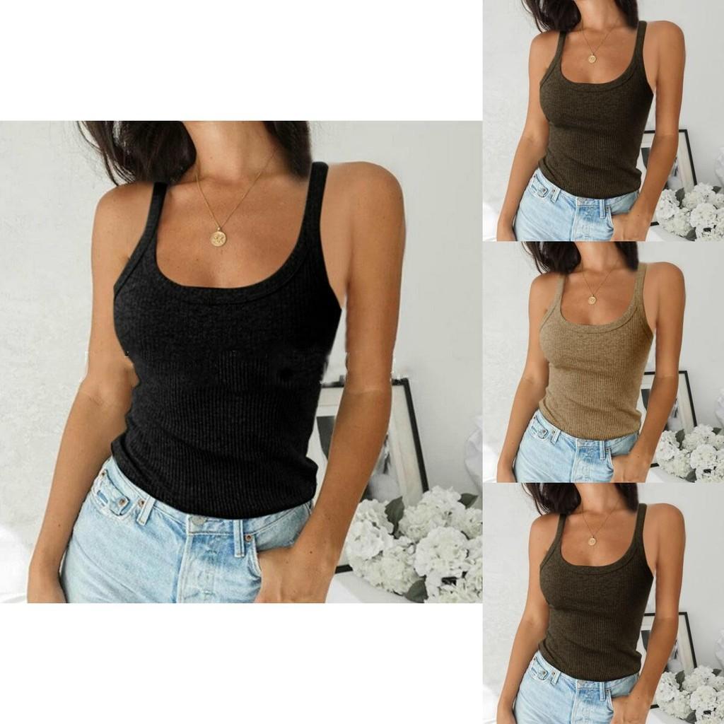 Women Ribbed Tank Top Sleeveless Cami Vest Premium Comfort Basic Blouse Casual Wear