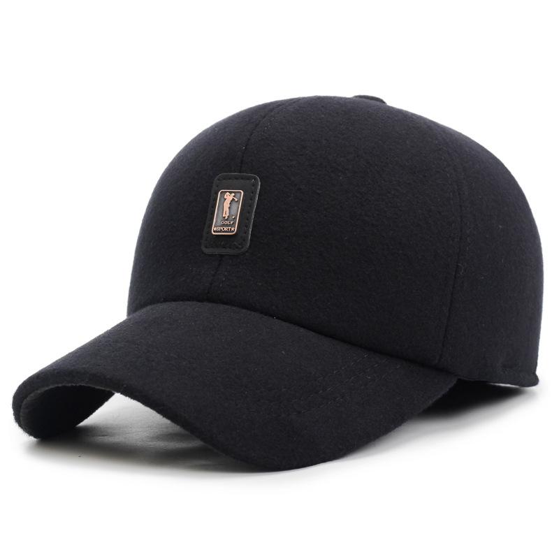 Large Cotton Peaked Cap Thickenedmen Cold-proof Peaked Cap Middle-aged and Elderly Woolen Heattech Back-sealed Ear Protection Cotton Cap