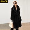 Warm Suit with Large Lapel Collar and Waist Cinched Fur Fur for Women's Long Coat, Plush Jacket