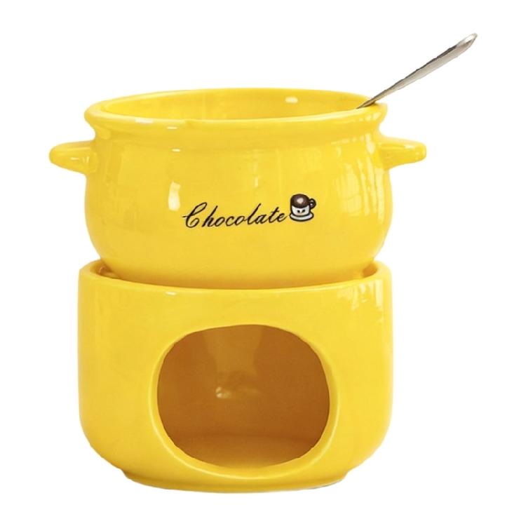 Chocolate Cheese Butter Melting Ceramic Cup Equipped With Fork Heat Resistant kitchenwares For Event жёлтый