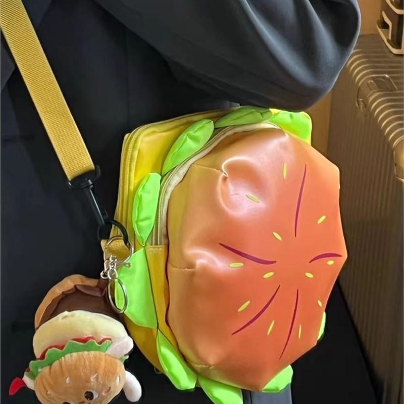 JIAERDI Cartoon Cheeseburger 3D Crossbody Bag Women Girls Cute Versatile Large Capacity Shoulder Purse Ladies Whimsical Handbag