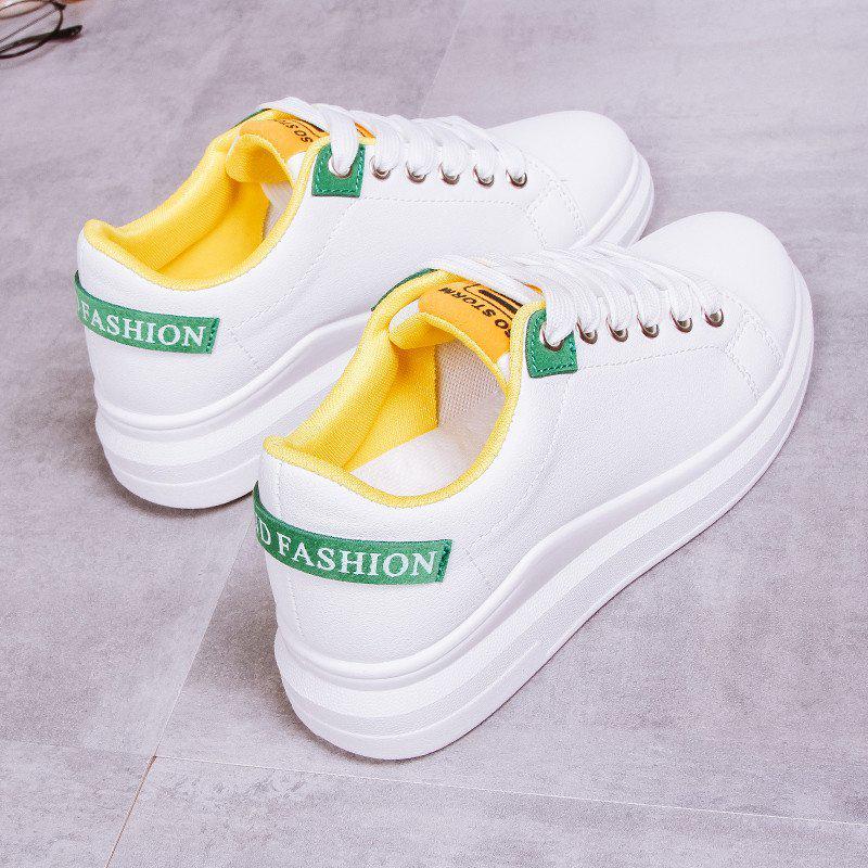 Women's White Low-Top Korean Style Spring 2025 Casual Sneakers - Breathable Leather Flats