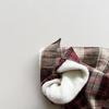 Kids Unisex Fleece Plaid Long Sleeve Shirt Korean Vintage Style Children Shirt