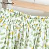 Spring Summer Women Fresh Short Skirt Elastic Waist Floral Print A-Line Skirt Elegant Sweet Cotton Linen Feminine Skirts Womens