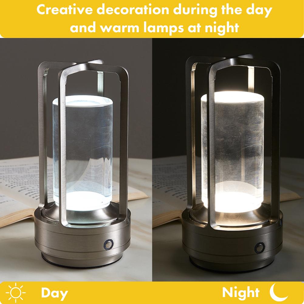 LED Cordless Table LampTouch Dimming Nordic Metal Desk Lamps Outdoor Camping Atmosphere Light Restaurant Creative Night Lights