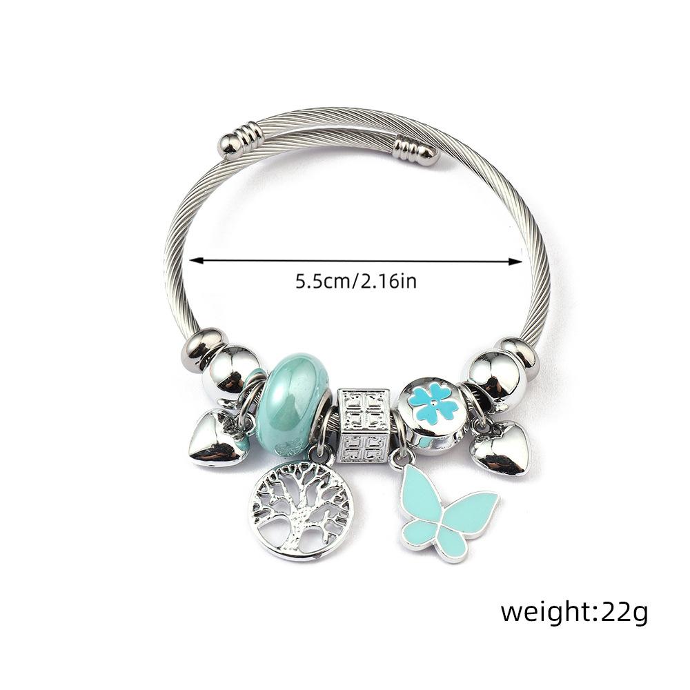 Stainless steel DIY silver opening adjustable bracelet women's personality simple bracelet jewelry new