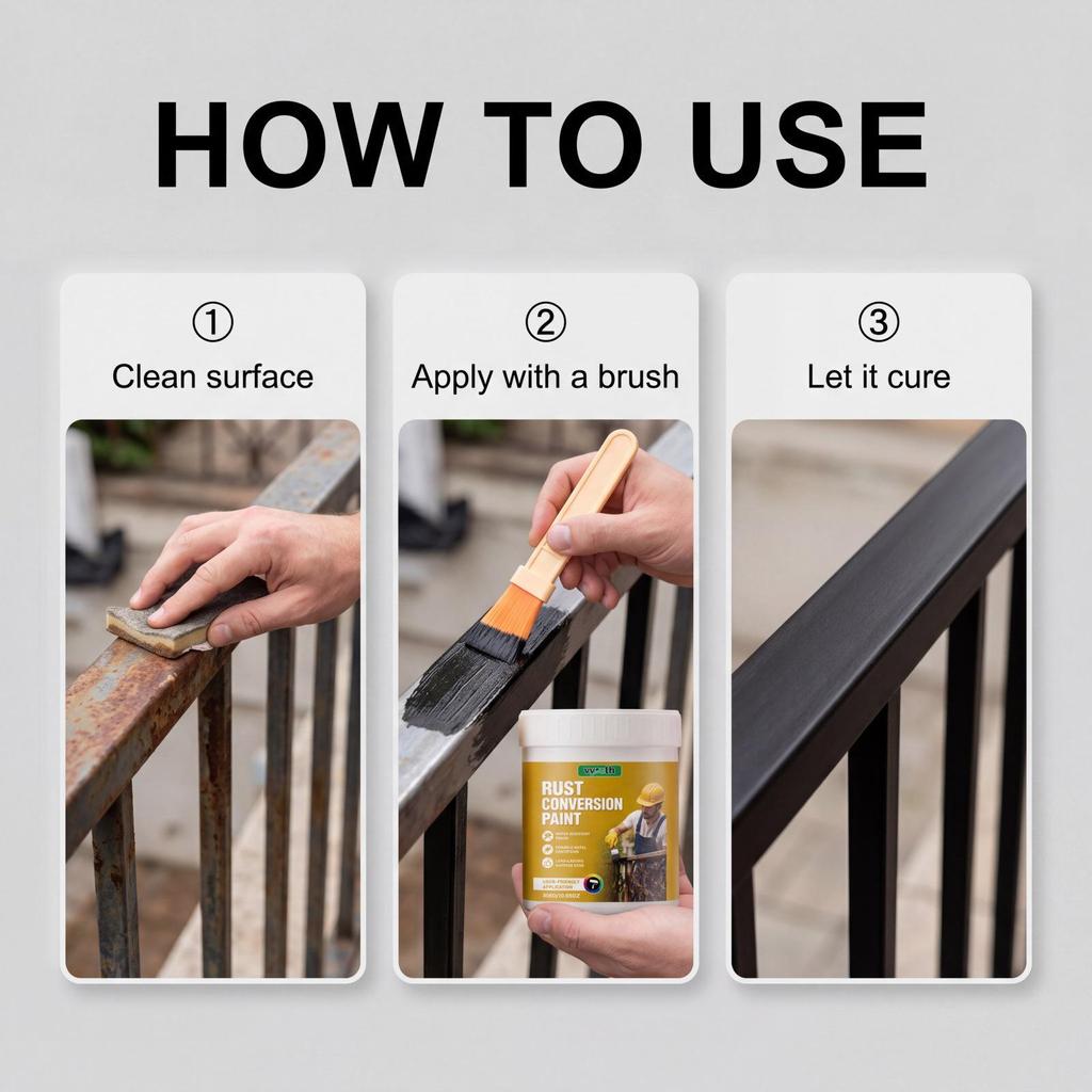 Vyreth Rust Converter Paint for Home Metal Doors & Railings - Easy Anti-Rust, Clean, Color-Changing All-in-One.