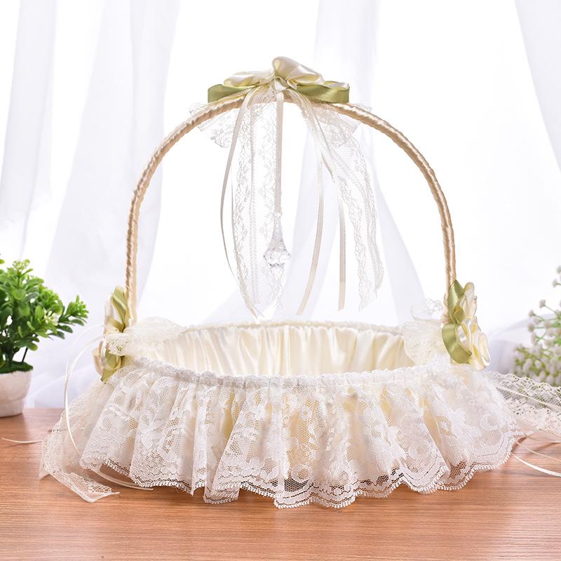 Wedding Flower Basket Handbasket Romantic Fairy Lace Flower Baskets for Banquet Celebrations Engagement Ceremony Wedding Parties