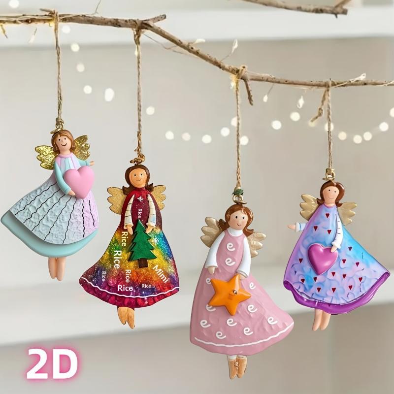 4 Pcs/Set Vintage Angel Hanging Decor Handmade Christmas Ornaments Festive Decor For Xmas Tree Home Office 2026 New Year Gift
