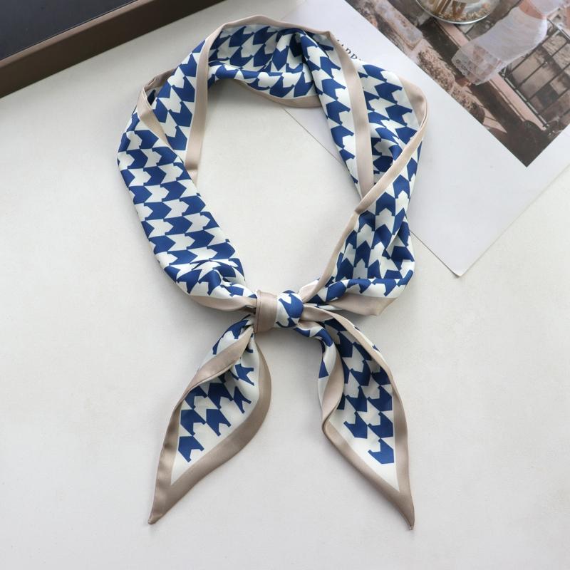 Sweet Strawberry Print Women Small Silk Scarf Handle Bag Ribbons Female Head Scarves Sharp Angle For Women  100*9cm