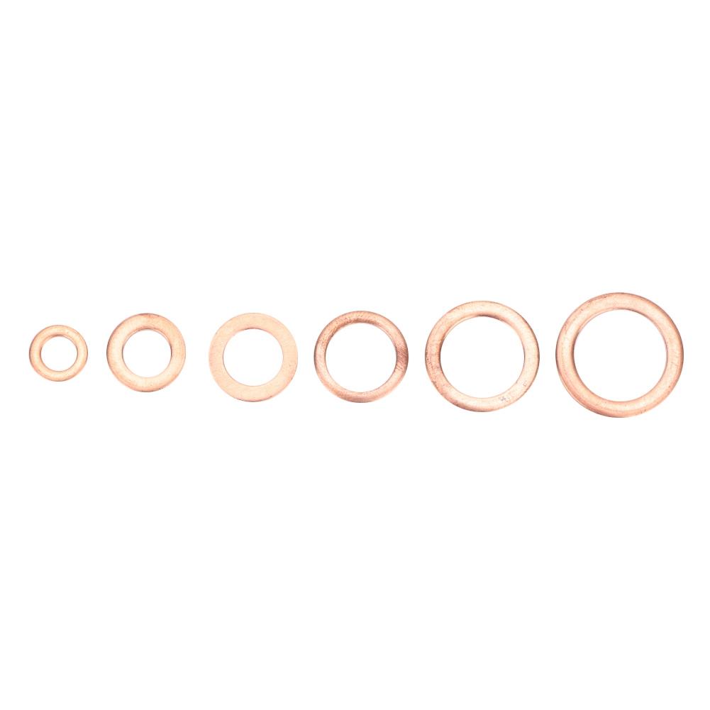 110pcs Assorted Copper Washer Set for Car and Small Engine Repairs, High Quality and Heat Resistant Copper Washers, Stable and Copper Structu