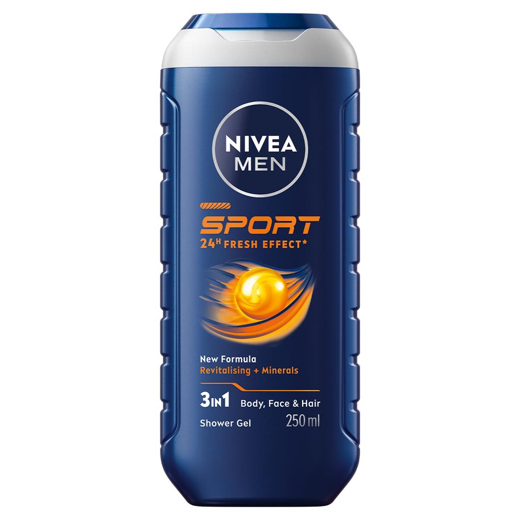 Nivea Men Sport 3W1 Żel Pod Prysznic Męski Do Ciała, Twarzy I Włosów 250 Ml