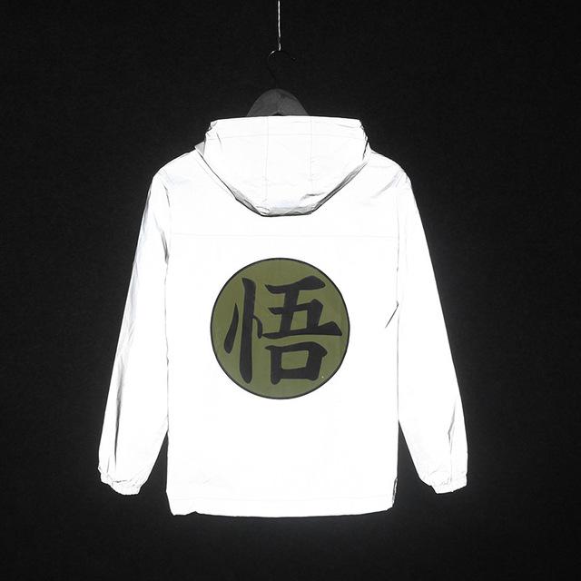 Venkovní zimní reflexní bezpečnostní bunda s kapucí a hip-hopovou větrovkou velké velikosti