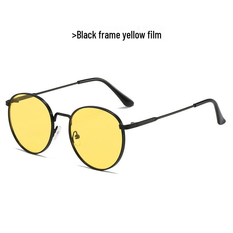 Retro High-End Metal Round Frame Sunglasses - Unisex European & American Style for Driving