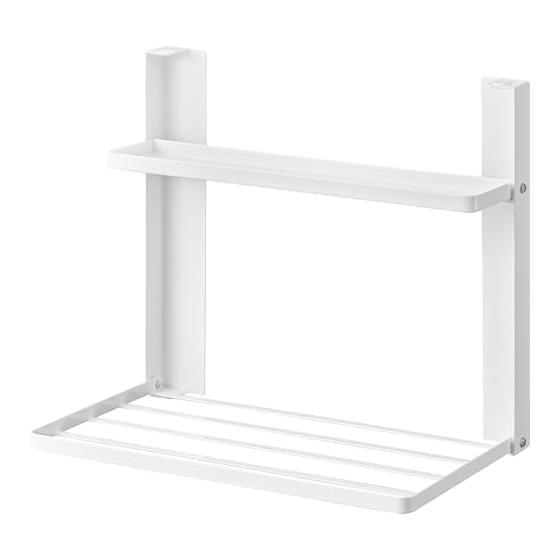 Yamazaki Jitsugyo 1717 Magnetic Folding Shelf Next to the Washing Machine 2 Tiers White When Used: W41 x D26 x H36.5cm Tower Washroom Storage Rack