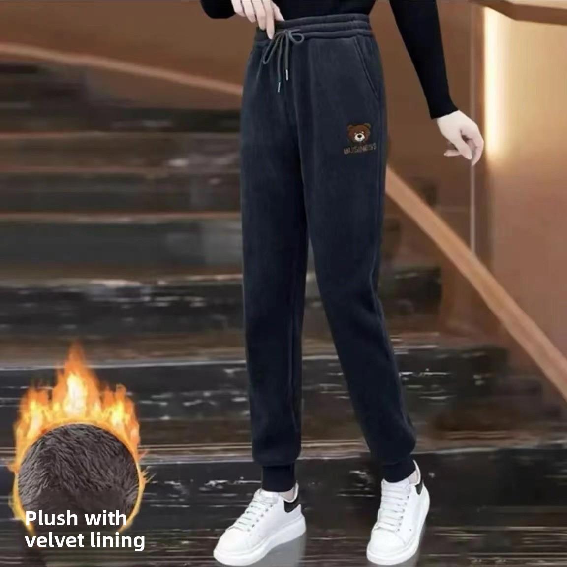 

Флисовые и Утепленные Спортивные Штаны для Женщин, Новые Завышенные Утягивающие Повседневные Штаны-Гаремы в Форме Медведя, Спортивные Флисовые Штаны с Влагоотводящим Эффектом 3XL（70-80kg） серый