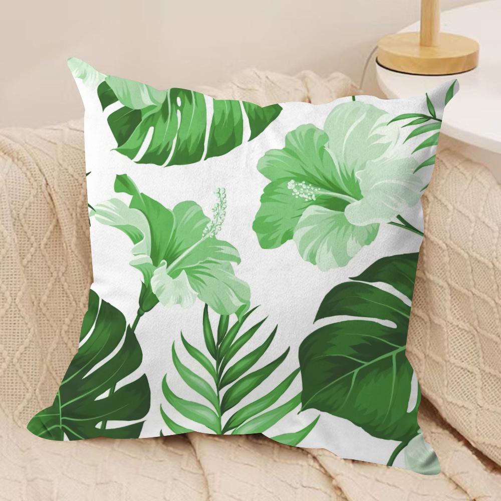 Boho Monstera Pattern Cushion Cover Soft Plush Fabric DoubleSided Printed Cushion Covers for All Seasons Modern HomeDecor Gift