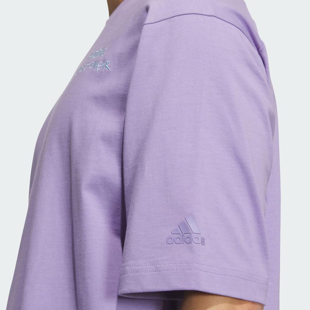 Adidas Back Graphic Pattern Ribbed Crew Neck Pullover Sports Casual Loose Short Sleeve T-Shirt Men T-Shirt Light-Purple JP4583