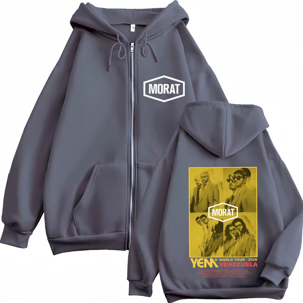 Band Morat Yem World Tour Print Zipper Hoodie Men Women Hip-hop Sweatshirts Winter Long-sleeved Casual Loose Zip Up Jacket