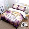 Thank You God Purple Floral Bedding Set Bedding set (1 duvet cover, 2 pillowcases, duvet not included)