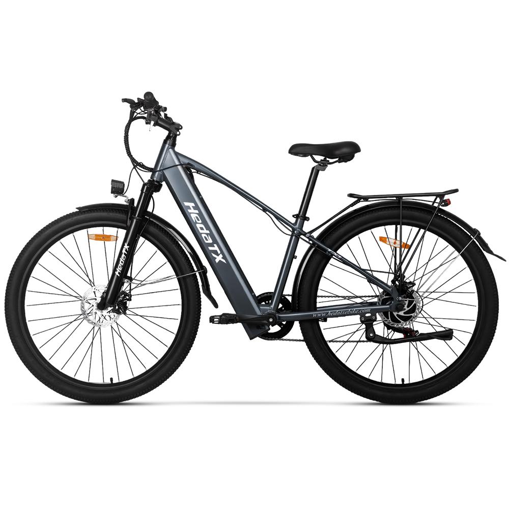 Hedatx TX1 Elektrofahrrad 500W 48V 13Ah 29*2.1 Zoll Reifen City Commuting E-Bike Mechanische Scheibenbremse 7-Gang mit Gepäckträger hinten 29 grau