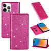 Applicable to Apple 15 glitter magnetic suction multi-card leather case 15pro women's glossy protective case 16pro card case