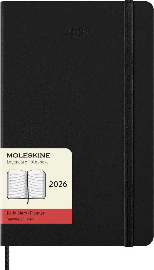 Moleskine 2026 January Daily Large Size x DHB12DC3Y26 Planner, Start, 12-Month Diary, (13cm 21cm), Hardcover, Black,