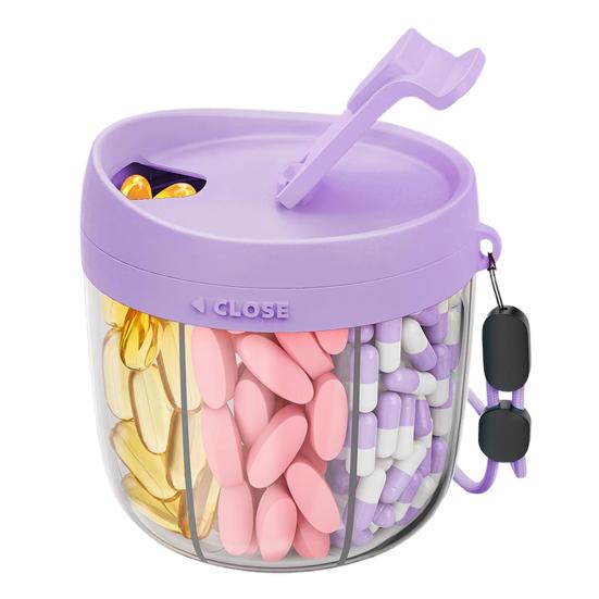 Pill Dispenser with 7 Compartments Anti-Mix Design Easy Access Pill Bottle Organizer Travel BPA-Free Pill Container