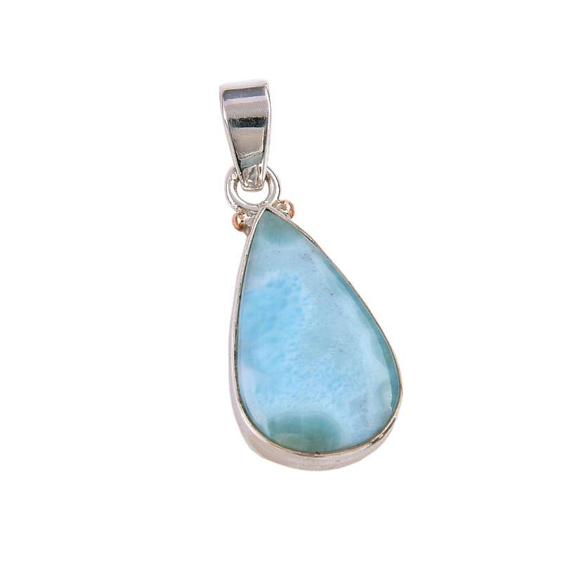 Natural Republic Larimar Gemstone 925 Solid Sterling Silver Pendant 1.25'' m3J24