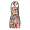 Women European Style Sexy Printed Halter Backless Tie High Waist Bodycon Mini Dress