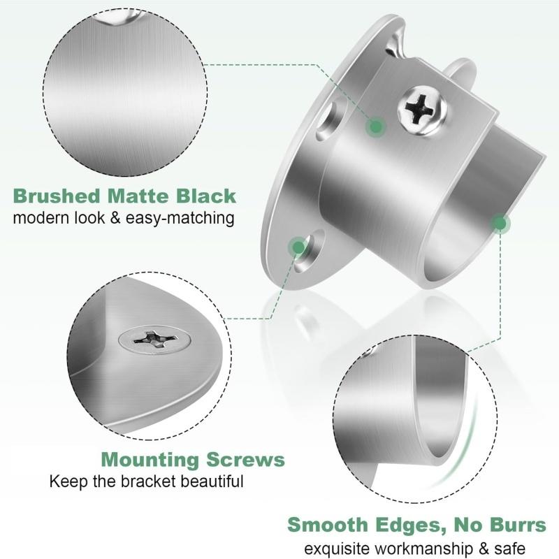 2PCS 304 Stainless Steel Flange Seat Wardrobe Hanger Rod Fixing Hardware Accessories Curtain Rod Tube Fixed Support Bracket Seat