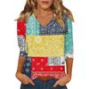 Women's Casual Fashion Sexy Comfortable V-Neck Floral Seven Sleeve Top
