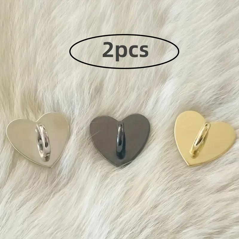 2 Pièces Porte-Charme de Téléphone en Métal en Forme de Cœur Cœur d'Amour Anneau de Doigt pour Téléphone Crochet Auto-Adhésif pour Support Arrière de Téléphone Portable