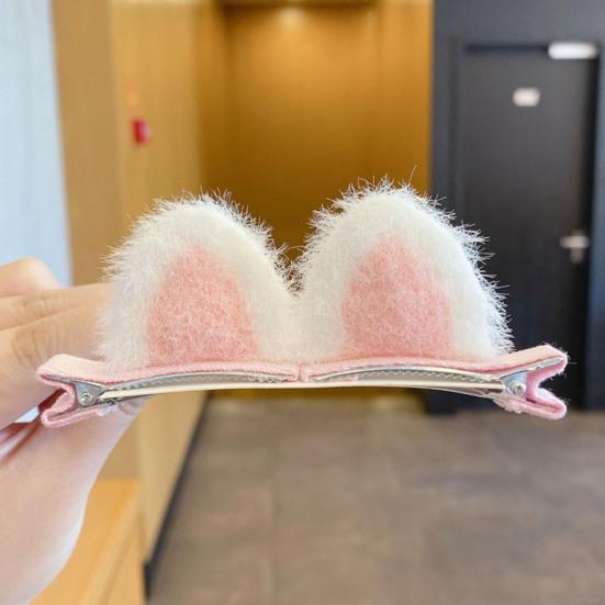 Yousheng Hair Pin 3D Cat Ear Plush Hair Clip Soft Fluffy Vibrant Colors Rounded Metal Clamp Kids Hairpin Autumn Winter Hairstyles School Travel Party