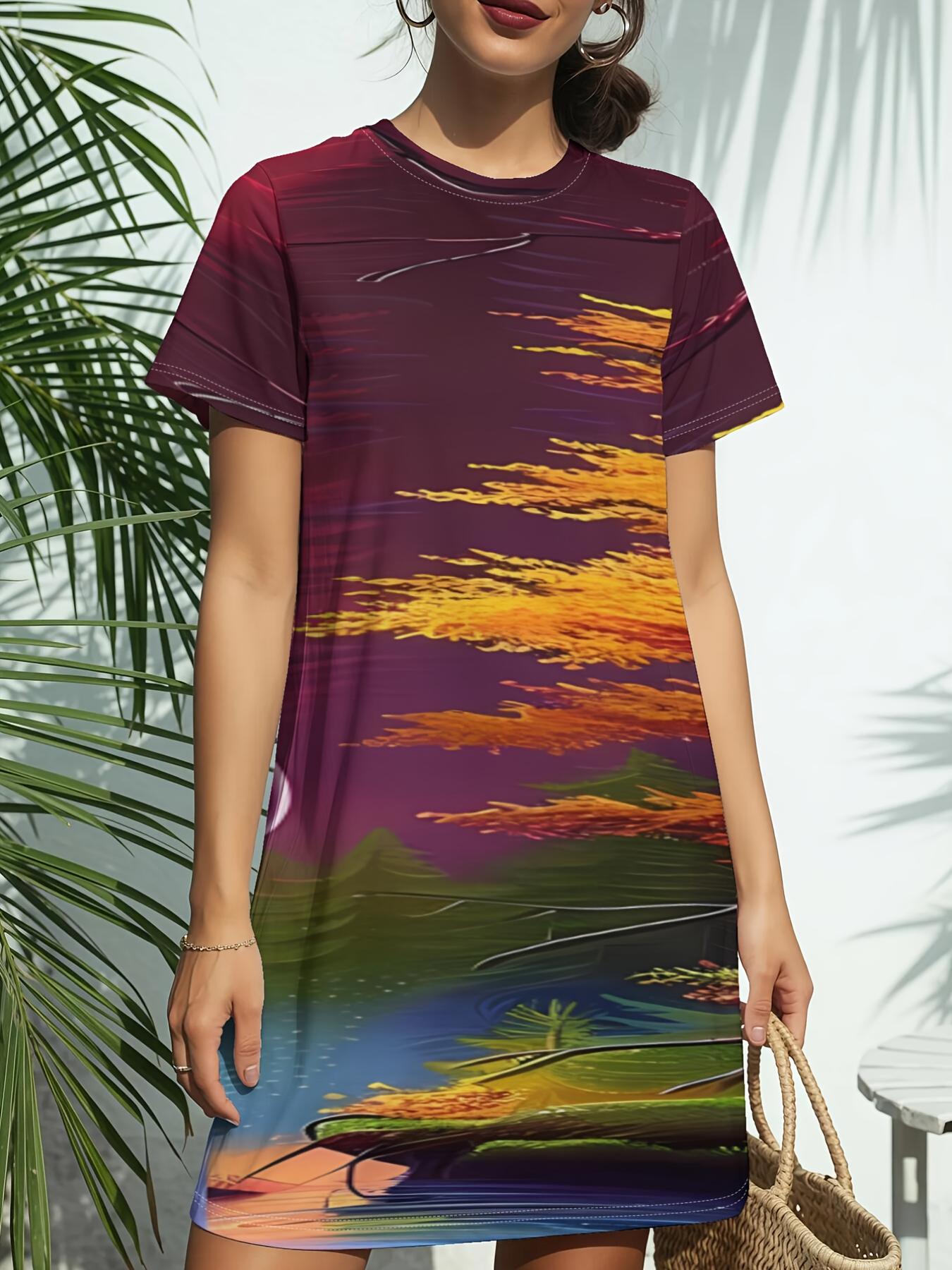 

Women s New Crew Neck Short Sleeve T-Shirt Dress. American Trend Digital Print. Casual ; Versatile for Spring and Summer. Elegant ; Chic Womens Des 9XL дубильна кора