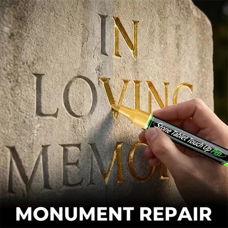 Grabstein Reparaturstift Design Zur Reparatur Verwitterter Grabstein Inschriften Goldener Gedenkstein Reparatur Stift