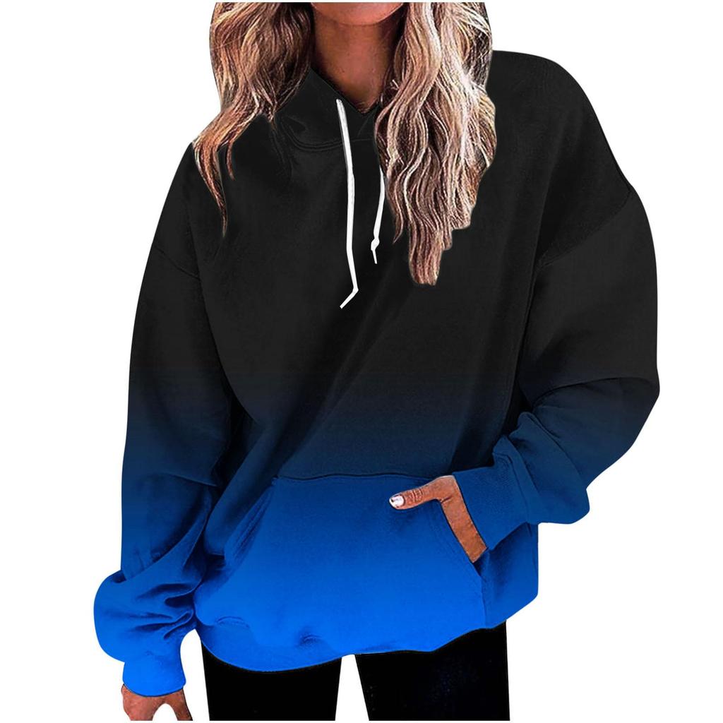 Kids 3D Gradient Printed Long Sleeve Loose Hooded Sweatshirt Simple Girl Casual Long Sleeve Pullover