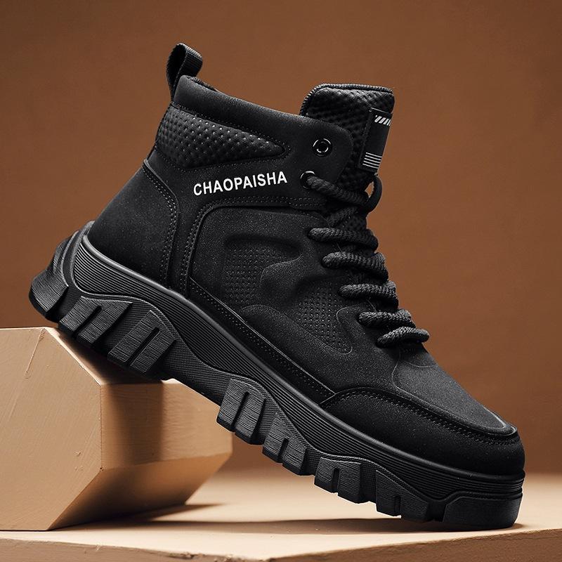 Martin herenlaarzen 2024 nieuwe herfst- en wintertrend medium en hoge schacht werkschoenen leer heren Britse stijl plateau trendy schoenen